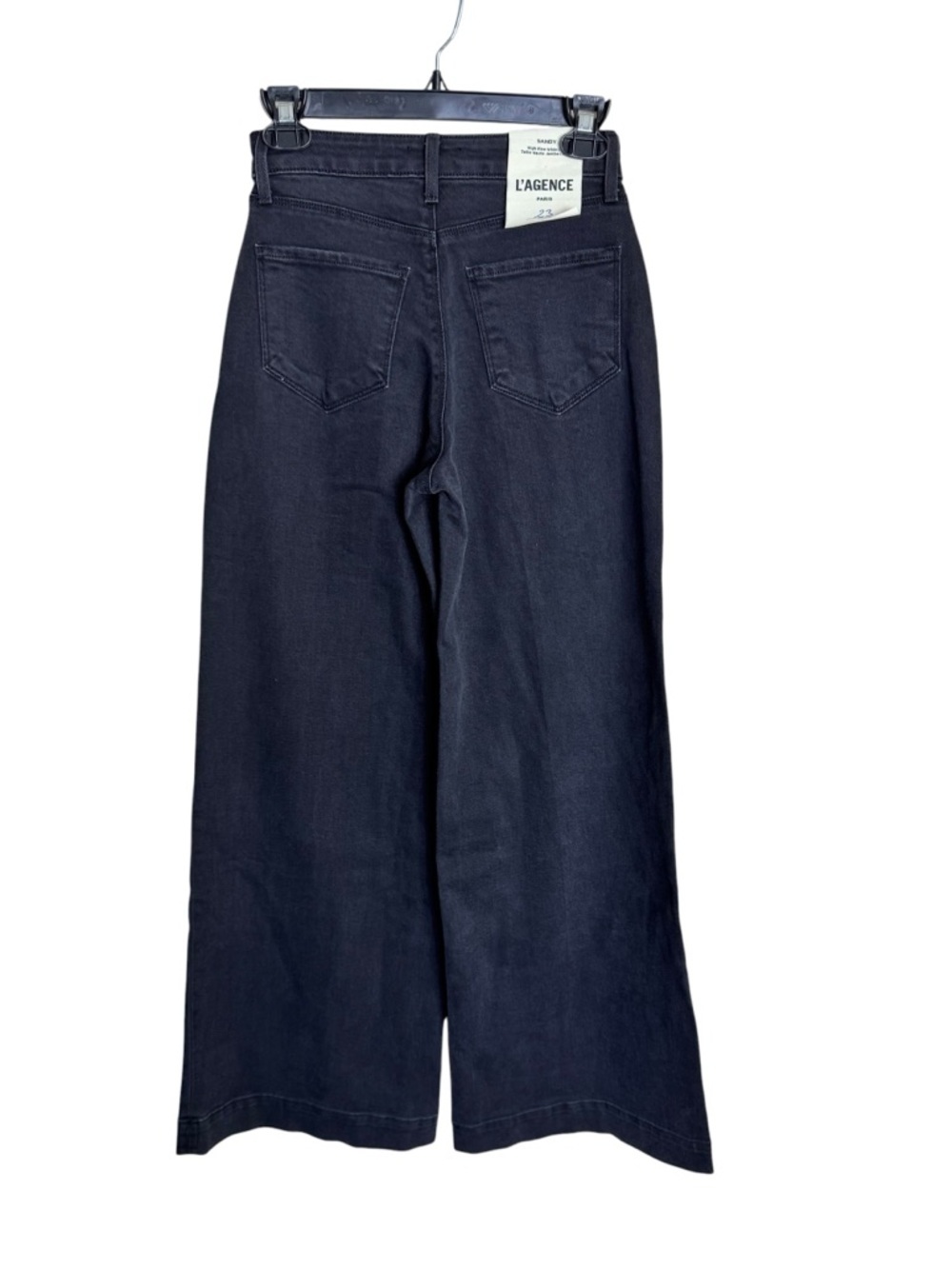 L’Agence Sandy Wide Leg High Rise Jeans Washed Black Denim Pants womens size 23 - Picture 3 of 9